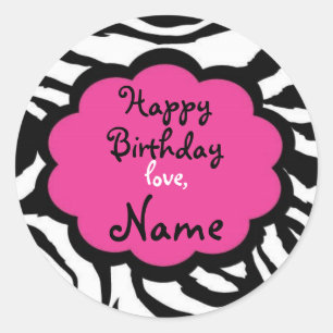 Funky Zebra Customizalbe Verjaardag Sticker