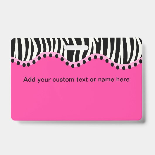 Funky Zebra Horizontale Naambadge Badge (Voorzijde)