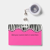 Funky Zebra Horizontale Naambadge Badge (Voorzijde met uittrekbare clip)