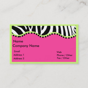 Funky Zebra met Neon Green Boarder Visitekaartje