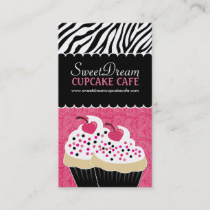 Funky Zebra Print Cupcake bakkerij Visitekaartjes
