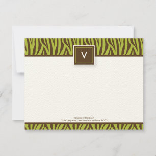 Funky Zebra Print Flat Note-kaarten (chocolade/lim Notitiekaartje