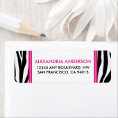 Funky Zebra Print Retouradreslabel (roze) Etiket (Insitu)