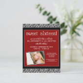 Funky Zebra Sweet 16 Invitation de fête d'annivers (Debout devant)