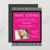 Funky Zebra Sweet 16 Invitation de fête d'annivers (Devant / Derrière)