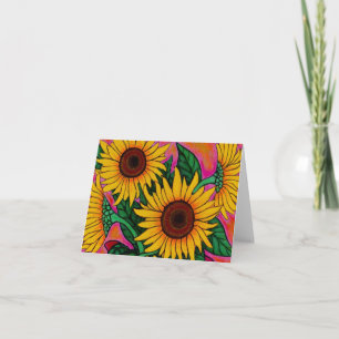 Funky Zonnebloemen Note Kaart
