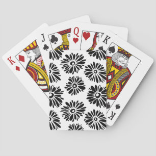 Funky zwart-wit bloemmotief pokerkaarten