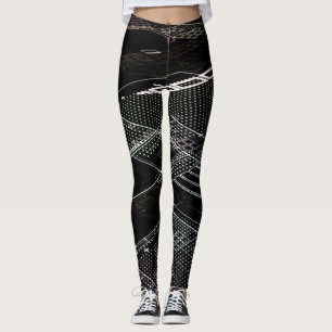 Funky Zwart Wit Elektronische Kringsraad Retro Leggings