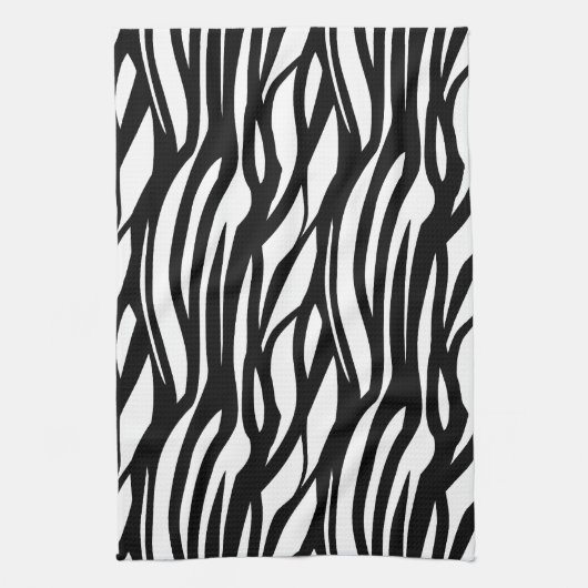 Funky zwart-wit zebra print theedoek (Verticaal)