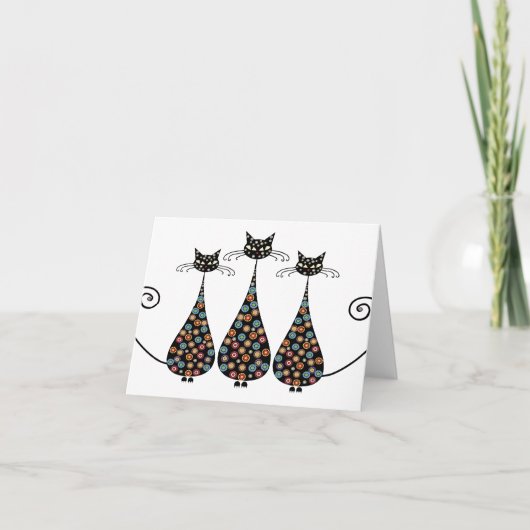 Funky Zwarte Catin Notecards Kaart (Voorkant)