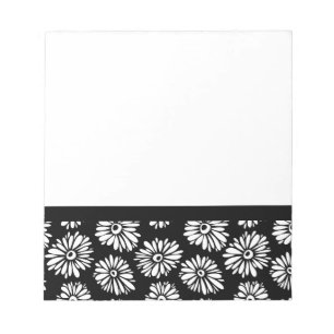Funky zwarte en witte bloemen notitieblok