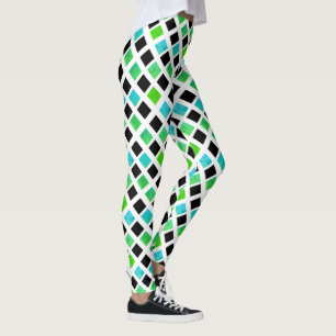 Funky zwarte groene blokken leggings