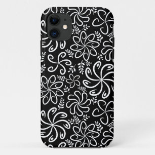 Funky zwarte witte bloemen iPhone 5 Hoesje