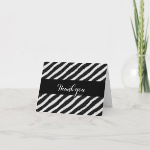 Funky Zwarte Witte Zebrastrepen Bedankkaart