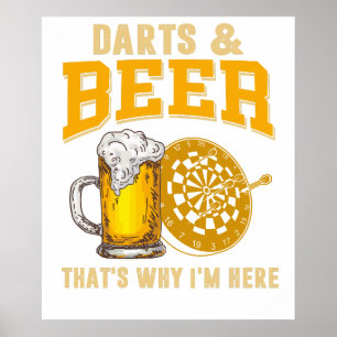 Funnie T-shirt met dart en bier voor dartsspeler Poster