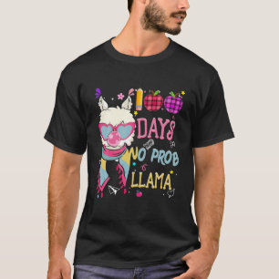 Funny 100 Days Of School No Prob Llama Wearing Sca T-shirt