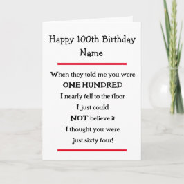Funny 100th Birthday Cheeky Verse Birthday Card Kaart