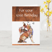 Funny 101ste Birthday Howling Coyote Kaart (Gele Bloem)