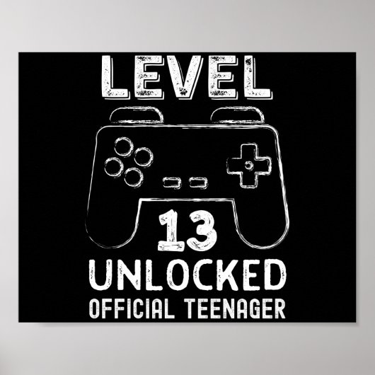 Funny 13th birthday level 13 unlocked gamers poster (Voorkant)