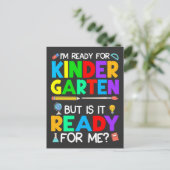 Funny 1e dag kinderen die klaar zijn voor de kinde briefkaart (Staand voorkant)