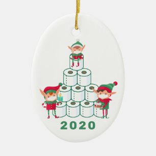 Funny 2020 Kerstmis Elf   Ornament toiletpapier