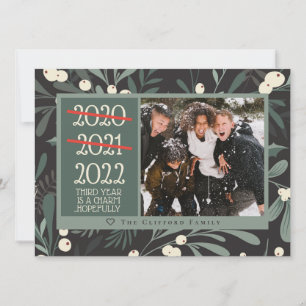 Funny 2021 2022 Round 3-kerstfotokaart Feestdagenkaart