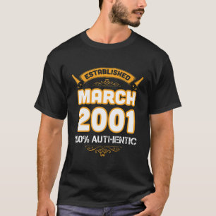 Funny 20th Birthday Gift, opgericht in maart 2000 T-shirt