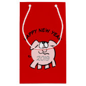 Funny 2 Cartoon Cochon Année 2019 Petit sac cadeau (Dos)