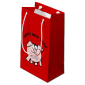 Funny 2 Cartoon Cochon Année 2019 Petit sac cadeau (Dos Angle)