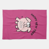 Funny 2 Cartoon Cochon Année 2019 Serviette de cui (Horizontal)