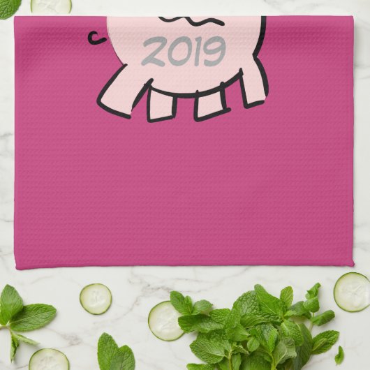 Funny 2 Cartoon Pig 2019 Kitchen Towel Theedoek (Gevouwen)