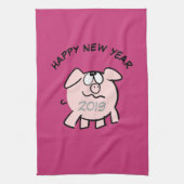 Funny 2 Cartoon Pig 2019 Kitchen Towel Theedoek (Verticaal)