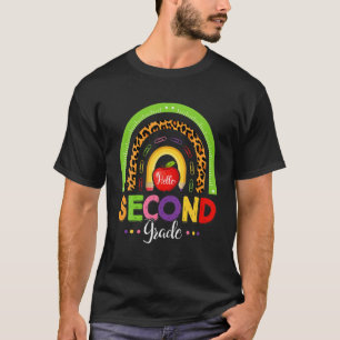 Funny 2e grad Leopard Rainbow Hallo terug naar Sch T-shirt