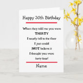 Funny 30e anniversaire Cheeky Verse carte d'annive (Fleur jaune)