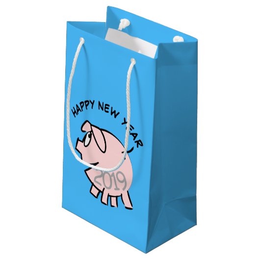 Funny 3 Cartoon Cochon Année 2019 Petit sac cadeau (Dos Angle)