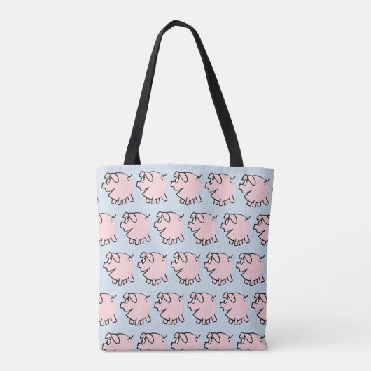 Funny 3 Cartoon Pig Monogram Kies de Canvas tas va (Achterkant)