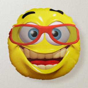 Funny 3d emoticon rond kussen