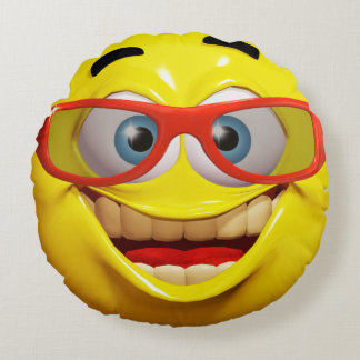 Funny 3d emoticon rond kussen