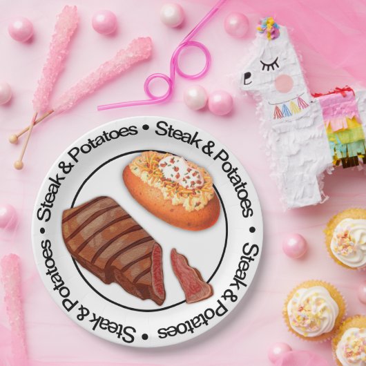 Funny 3D Steak & Potatoe Paper Bord (Feest)