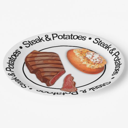 Funny 3D Steak & Potatoe Paper Bord (Gekanteld)