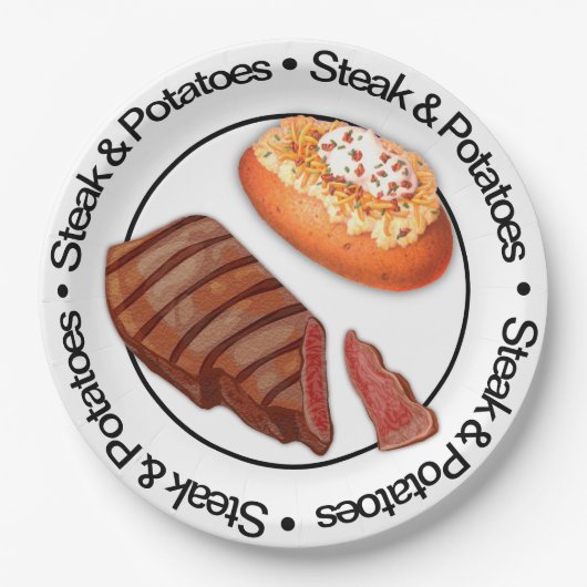 Funny 3D Steak & Potatoe Paper Bord (Voorkant)