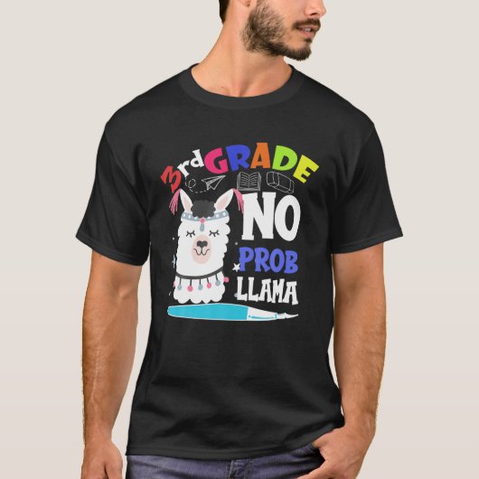 Funny 3RD Graad Geen Prob-Llama studenten Kinder R T-shirt (Voorkant)