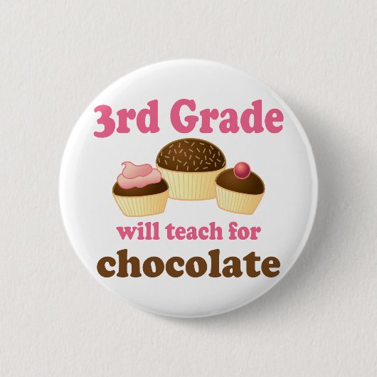 Funny 3rd Grade Teacher Button (Voorkant)