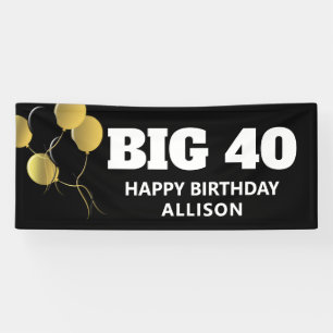 Funny 40th Birthday Black Gold Persoonlijke partij Spandoek