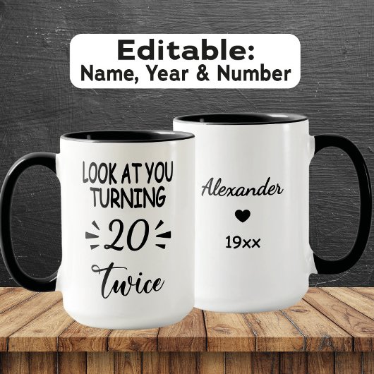 Funny 40th Birthday Mug – Custom Name & Birth Year
