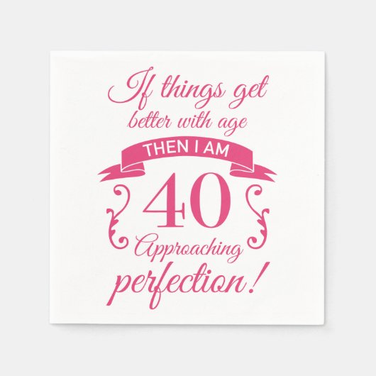 Funny 40th Birthday 'Perfection' Servet (Voorkant)