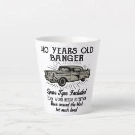Funny 40th Birthday Retro Car Banger Add Name Date Latte Mok