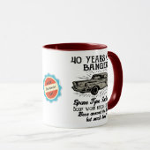 Funny 40th Birthday Retro Car Banger Add Name Date Mok (Voorkant rechts)