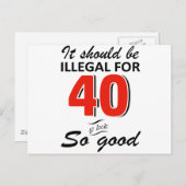 Funny 40th year old birthday designs briefkaart (Voorkant / Achterkant)