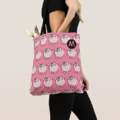 Funny 4 Cartoon Pig Monogram Kies de Canvas tas va (Dichtbij)